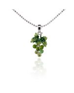 Moving Grape Necklace Green Crystal and Enamel 