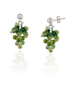 Moving Grape Earrings Green Crystal and Enamel