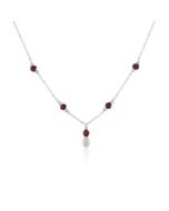 Garnet & Freshwater Pearl Drop Necklace
