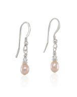 Pink Freshwater Pearl & Swarovski Crystal Drop Earrings
