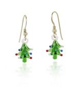 Hand Blown Glass Christmas Tree Earrings