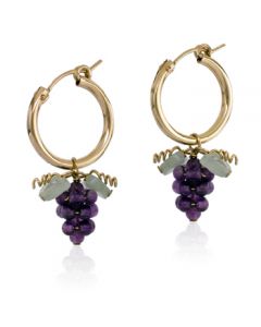 Amethyst Grape Hoop Earrings - Gold Filled