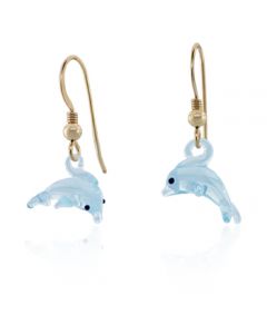 Hand Blown Glass Dolphin Earrings