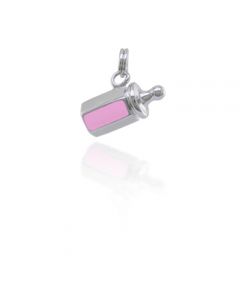 Pink Baby Bottle Silver Charm
