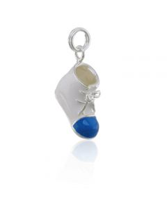 Blue & White Baby Bootie Silver Charm