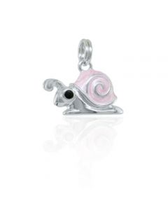 Pink Enamel Snail Silver Charm
