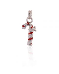 Candy Cane Silver Charm
