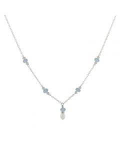 Blue Topaz & Freshwater Pearl Drop Necklace