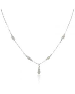 Freshwater Pearl & Swarovski Crystal Drop  Necklace