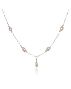 Pink Freshwater Pearl & Swarovski Crystal Drop Necklace
