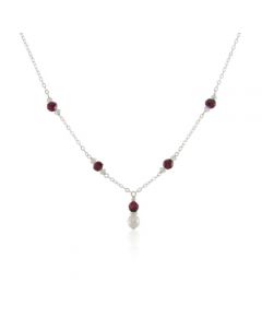 Garnet & Freshwater Pearl Drop Necklace