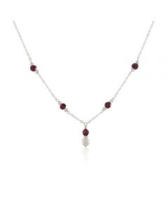 Garnet & Freshwater Pearl Drop Necklace