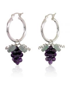 Amethyst Grape Hoop Earrings - Sterling Silver