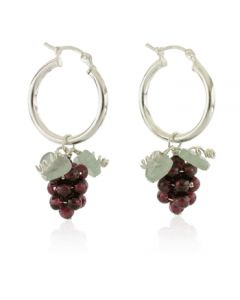 Garnet Grape Hoop Earrings - Sterling Silver