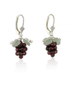 Garnet Grape Leverback Earrings - Sterling Silver