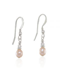 Pink Freshwater Pearl & Swarovski Crystal Drop Earrings