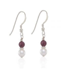 Freshwater Pearl & Garnet Earrings