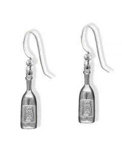 Wine Bottle Earrings - Sterling Silver