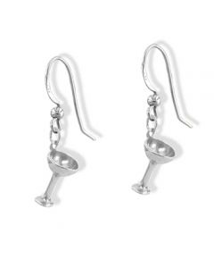 Wine Glass Earrings - Sterling Silver