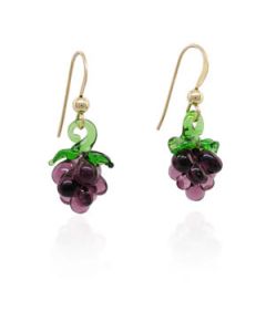 Hand Blown Glass Small Grape Earrings